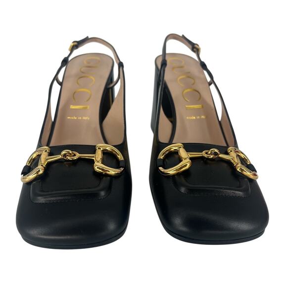 Gucci Baby Horsebit Slingback Pumps Black Leather Size 41 - Picture 10 of 16